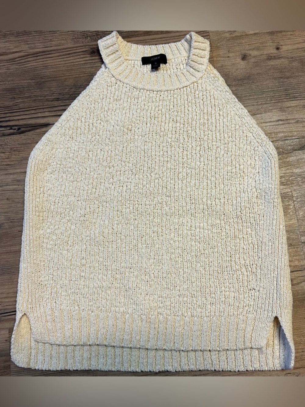 J. Crew Cream Textured Sleeveless Crewneck Sweater